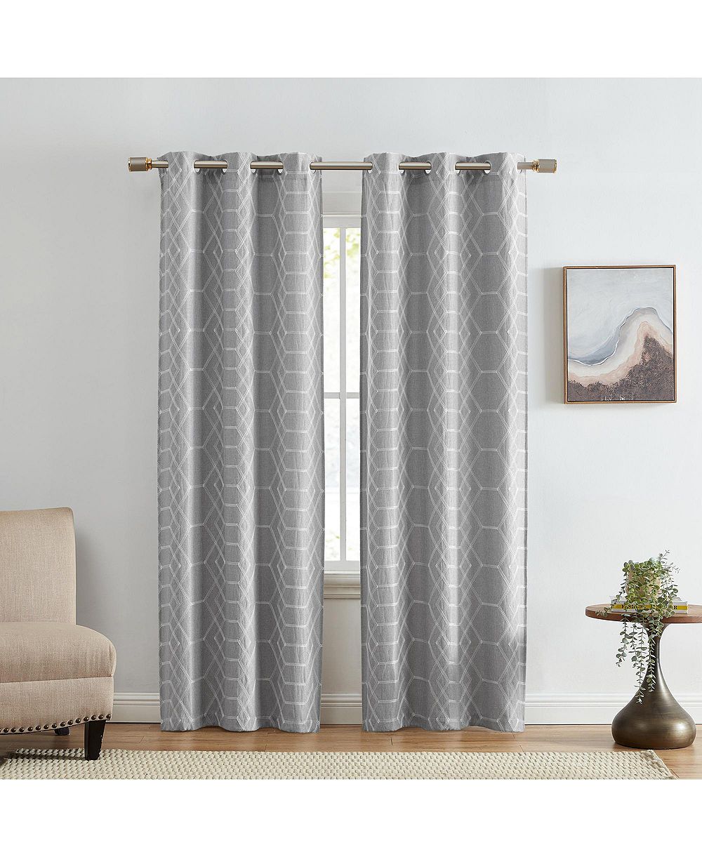 Шторы Elrene Home Fashions Kendal Geometric Embroidered Blackout, комплект из 2 шт