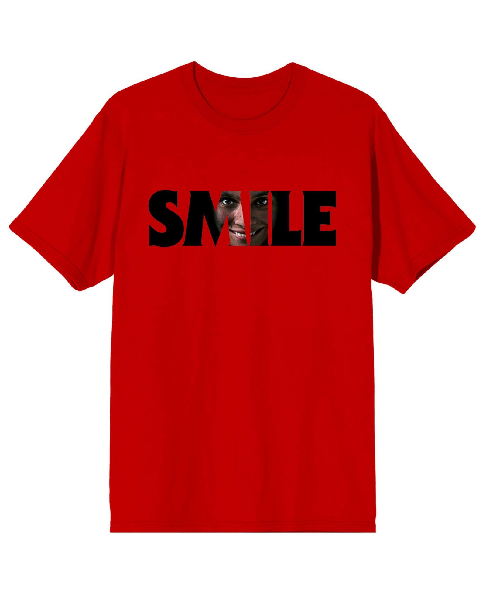 Smile Men's Text With Hidden Face Crew Neck Short Sleeve Adult Red T-shirt-XXL
