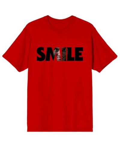 Мужская футболка Smile Text With Hidden Face Crew Neck Red-XXL