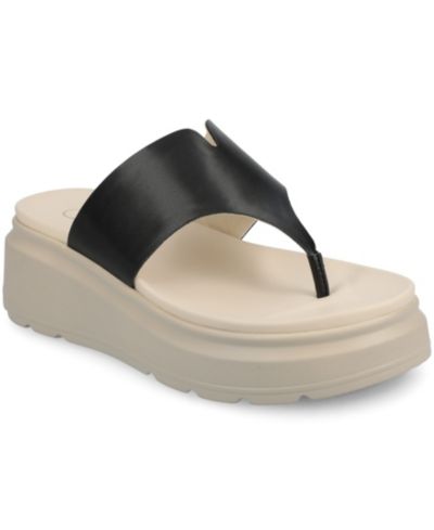 Женские босоножки Journee Collection Women's Carah Thong на платформе и танкетке