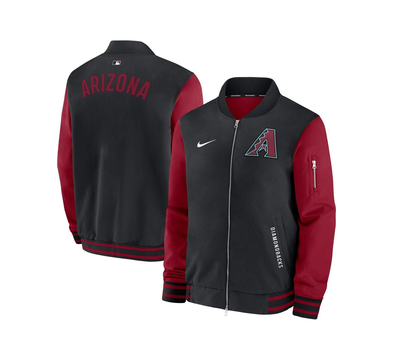 Nike Men's Black/Red Arizona Diamondbacks Authentic Collection Dugout Full-Zip Bomber Jacket