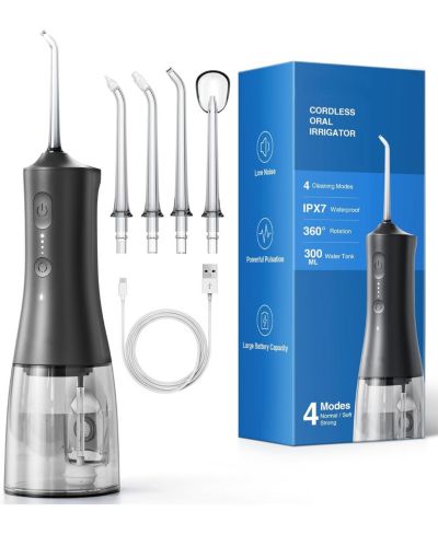 Ирригатор для полости рта HEATDAZ 300ml Cordless Water Flosser with 4 Jet Tips, IPX7 Waterproof