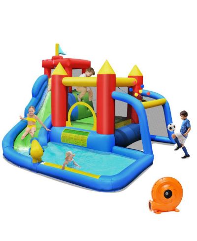 Slickblue Inflatable Bounce House with Water Slide & Climbing Wall, Accommodates 4, Ages 3+