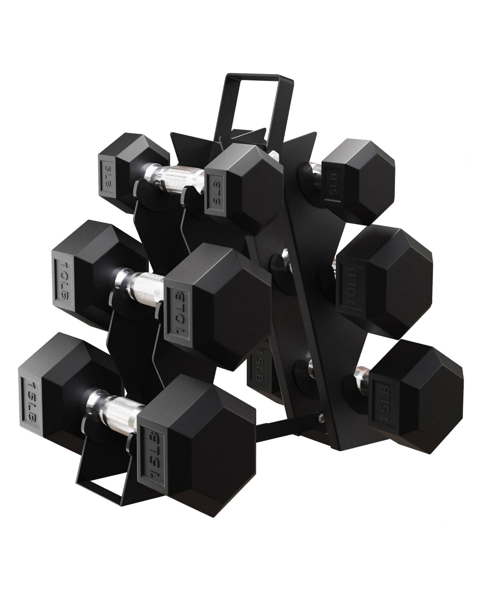 BalanceFrom Fitness Signature Alloy Steel Rubber Encased Hex Dumbbell Set, Black