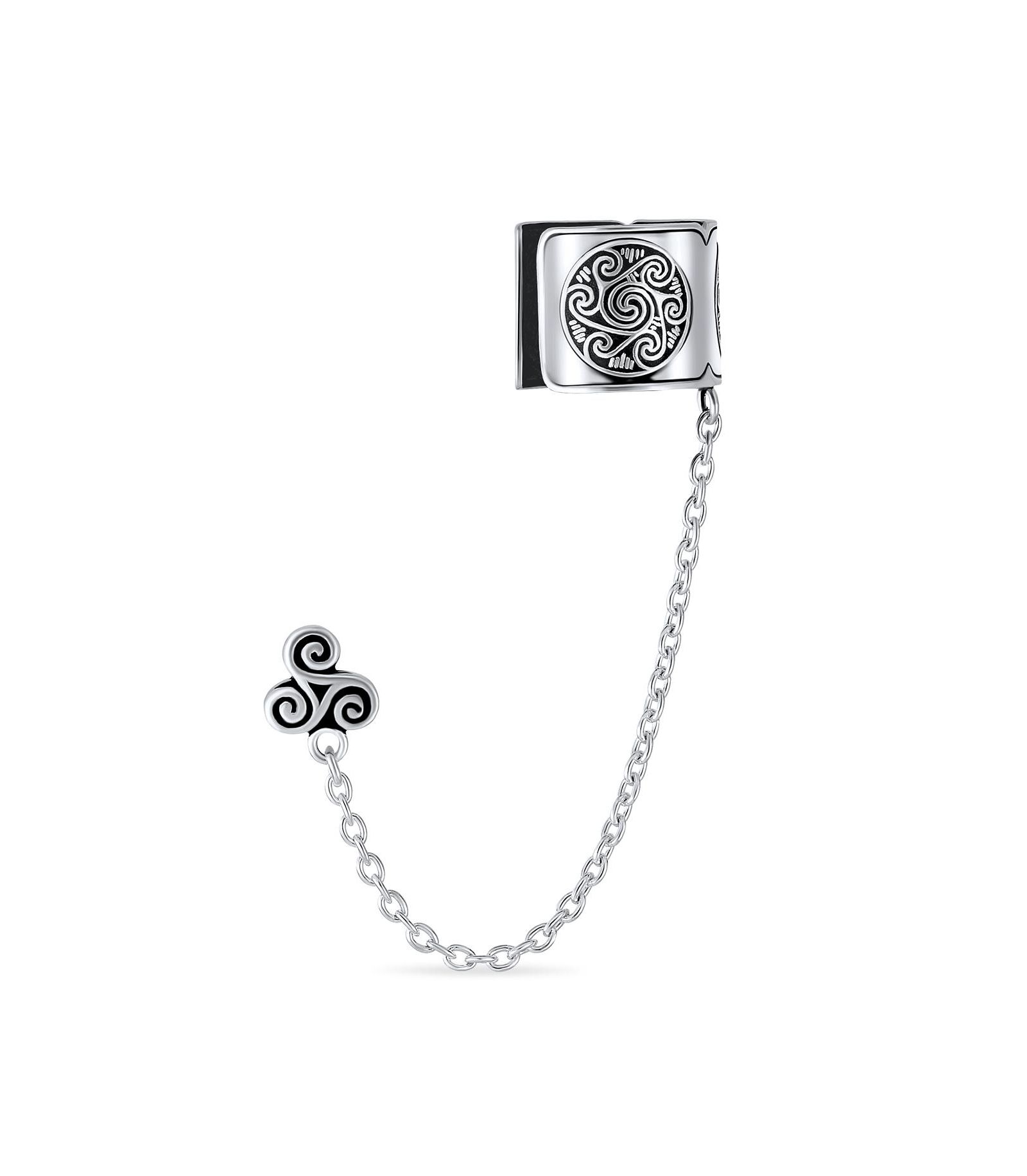 Серебряная серьга-кольцо Bling Jewelry 1 шт. с кельтским узором и солнцем, стерлинговое серебро