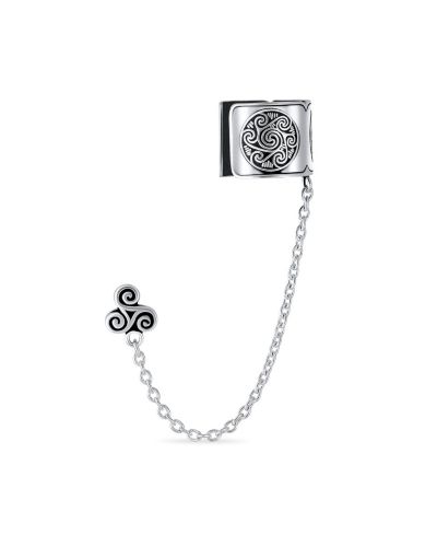 Bling Jewelry 1PC Celtic Swirl Sun Cartilage Ear Cuff Chain Stud Earring Sterling Silver