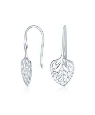 Bling Jewelry Delicate Filigree Nature Leaf Dangle Earrings 925 Sterling Silver Fish Hook