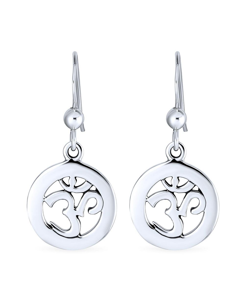 Серьги Bling Jewelry Spiritual Amulet Dangle с санскритским символом Aum Om Ohm из стерлингового серебра
