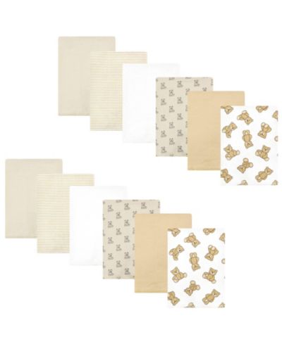 Hudson Baby Unisex 12-Count Flannel Burp Cloths (Cotton/Poly Blend)