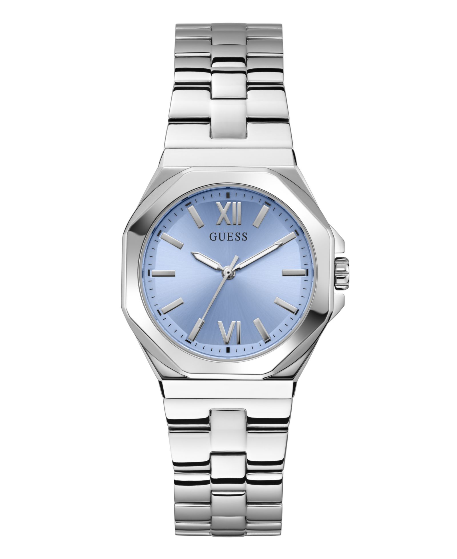 GUESS Women's Analog Silver-Tone Stainless Steel Watch, 34mm