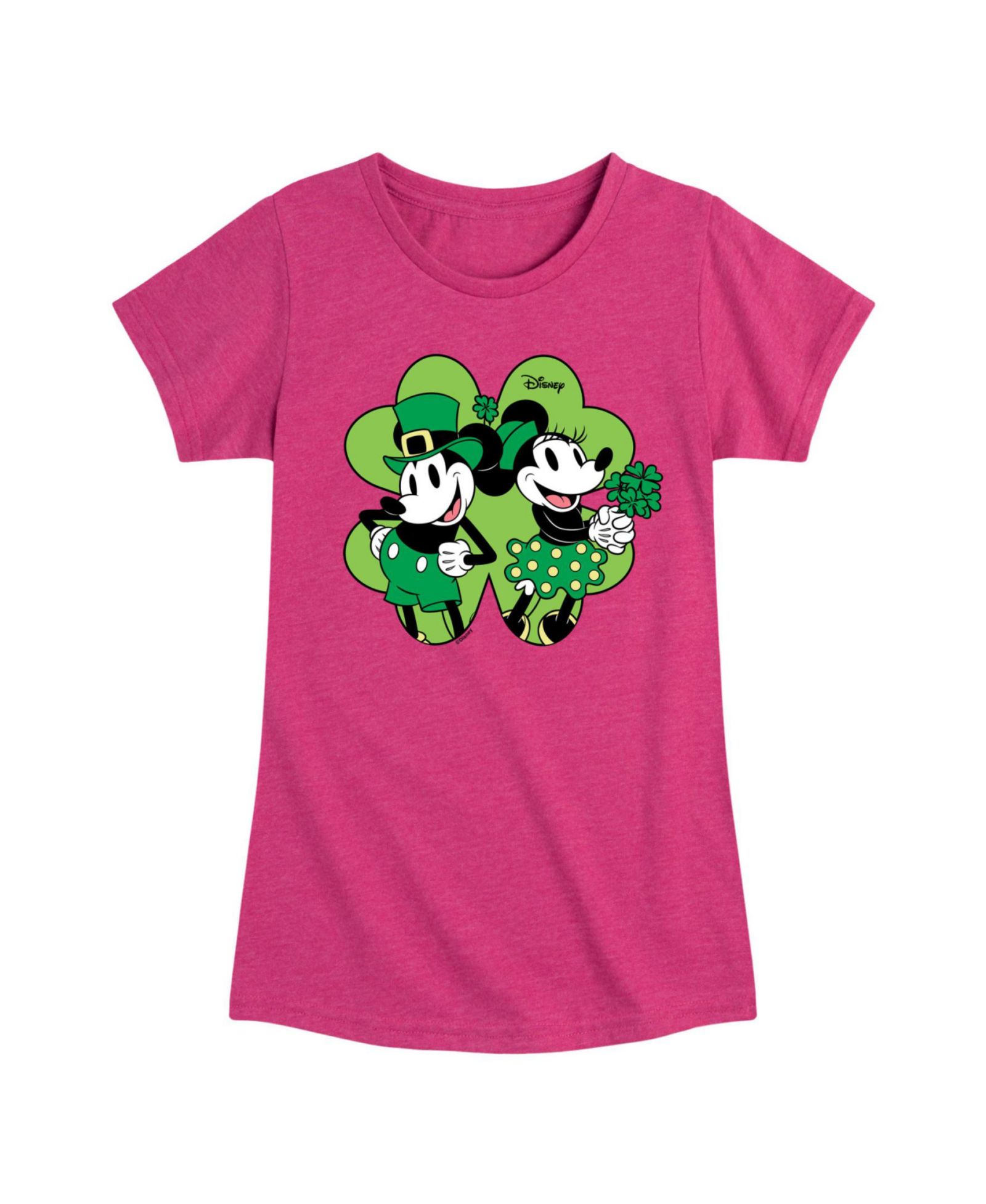 Disney Big Girls Minnie Mickey St Patrick's Day Graphic Short Sleeve T-Shirt
