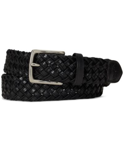 Polo Ralph Lauren Men's Leather & Braided Cord Woven Belt