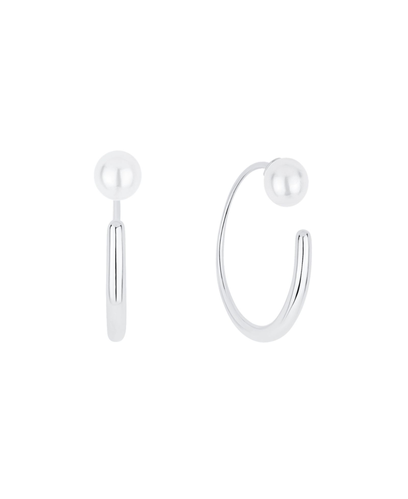 And Now This Simulated Cultivated Pearl Front Back Hoop Earrings