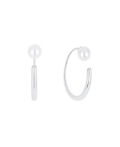 And Now This Simulated Cultivated Pearl Front Back Hoop Earrings
