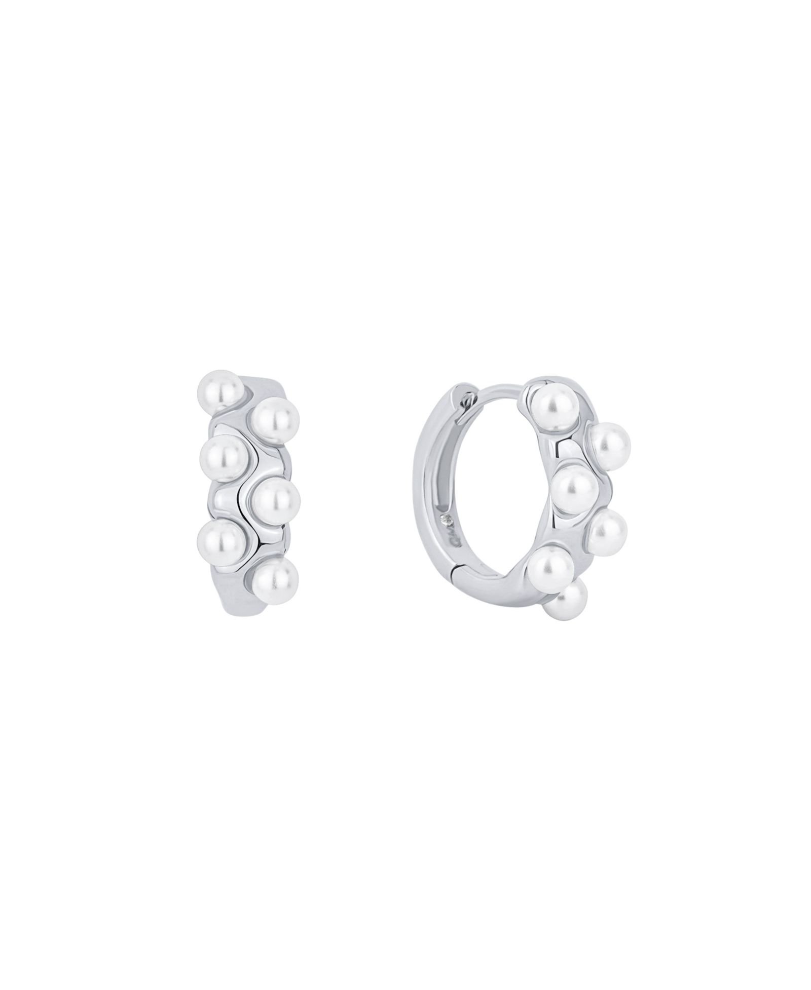 And Now This Simulated Cultivated Pearl Hinged Hoop Earrings