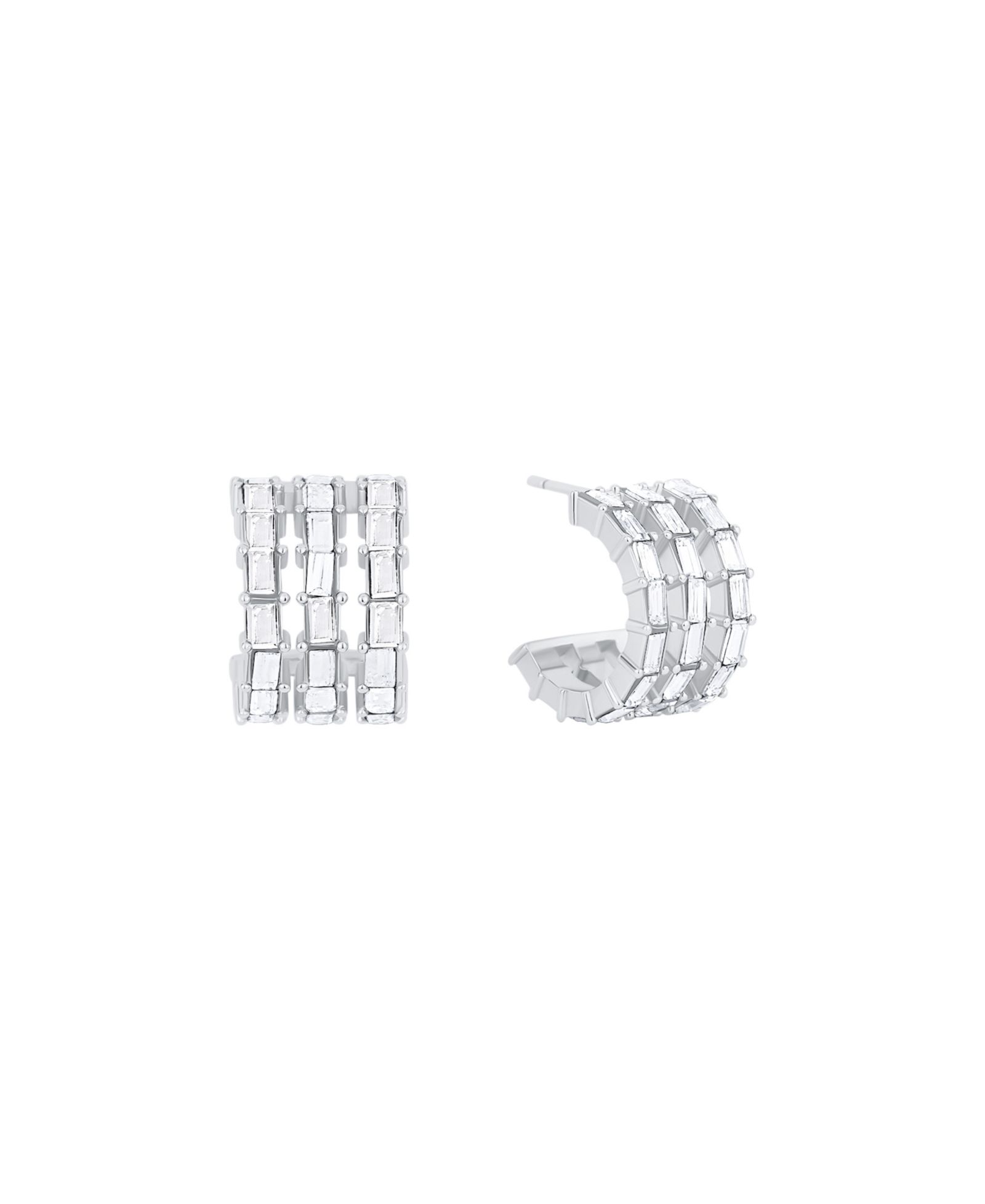 And Now This Triple Row Baguette Hoop Earrings