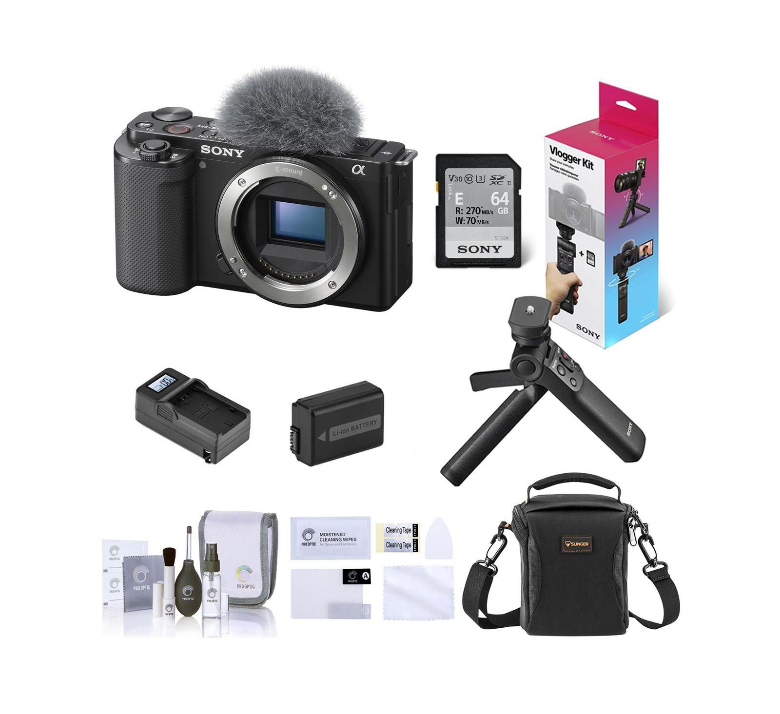 Sony ZV-E10 Camera, Black, with GP-VPT3 Shooting Grip,Battery and Charger,Bag