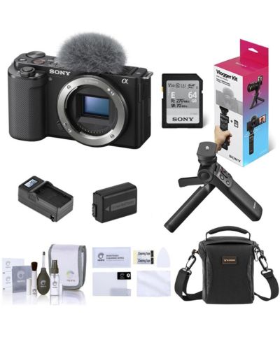 Sony ZV-E10 Camera, Black, with GP-VPT3 Shooting Grip,Battery and Charger,Bag