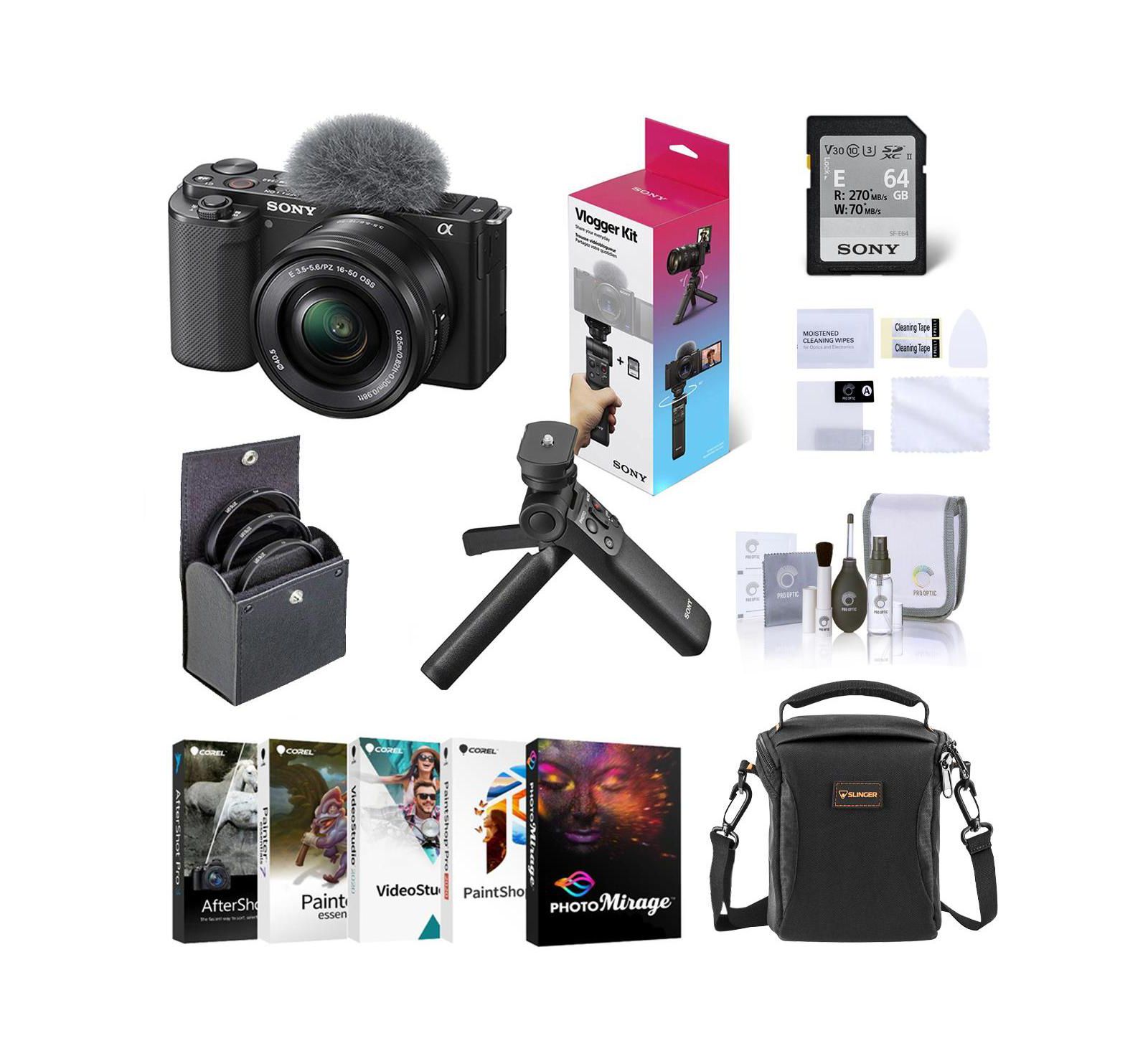 Беззеркальная камера Sony ZV-E10 с объективом 16-50mm, комплект для влога с сумкой и фильтрами