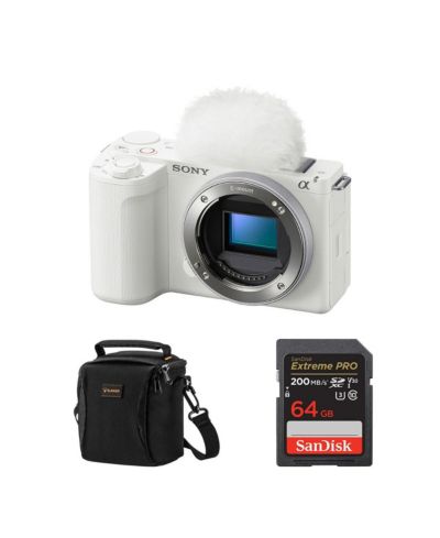 Зеркальная камера Sony Alpha ZV-E10 II белая, комплект с картой памяти Extreme PRO 64GB и сумкой