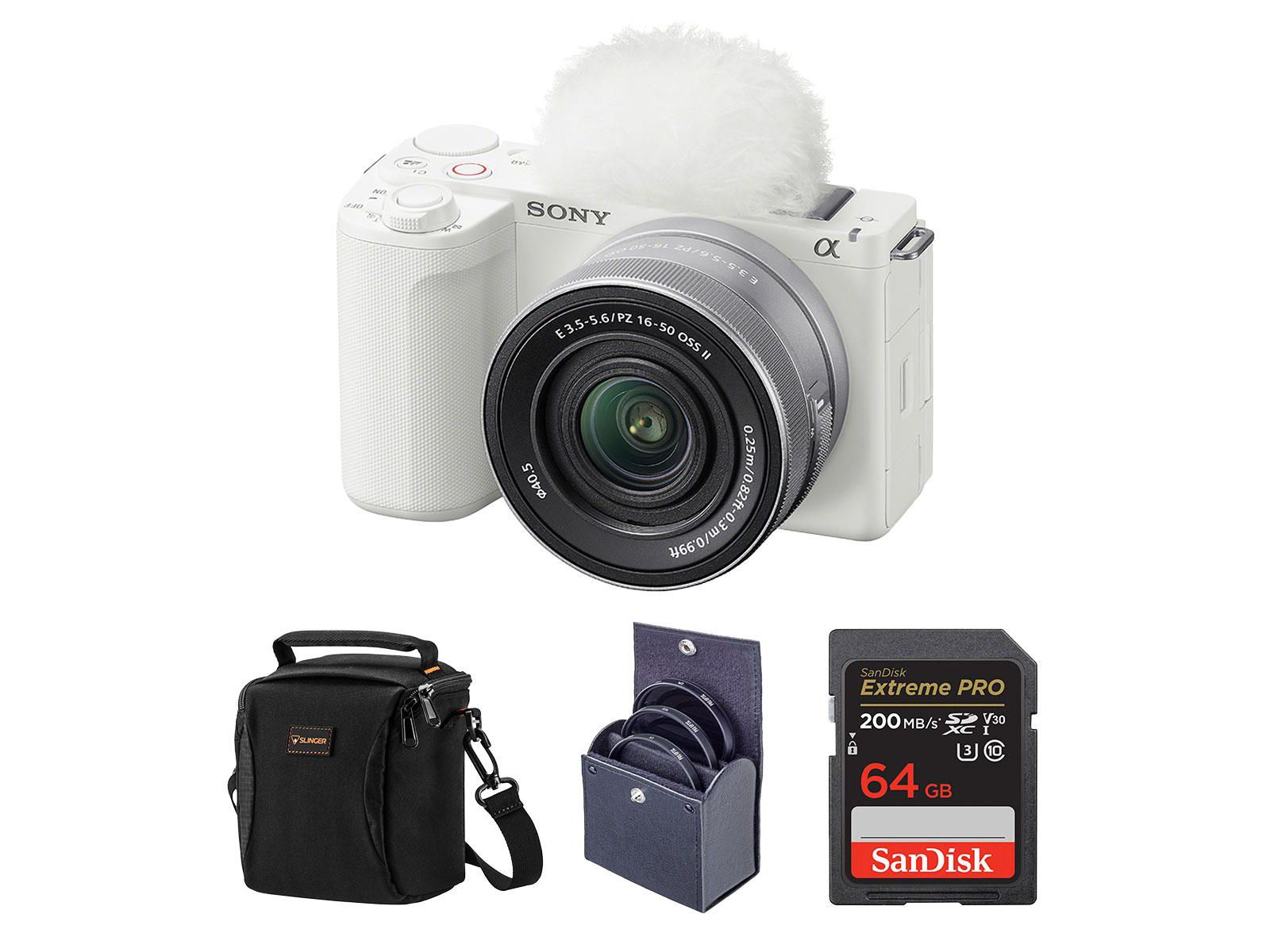 Sony ZV-E10 II с объективом E PZ 16-50mm f/3.5-5.6 OSS II, белый, с включённым набором