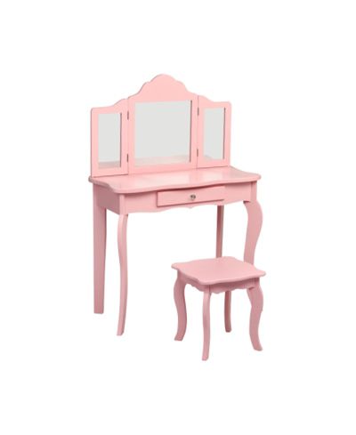 GOUUN Kids Vanity Makeup Table with Stool and Dressing Mirror