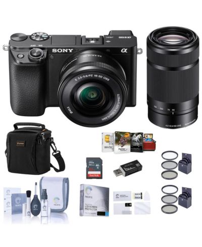 Sony Alpha a6100 Mirrorless Camera with 16-50mm and 55-210mm Lenses w/Mac Acc