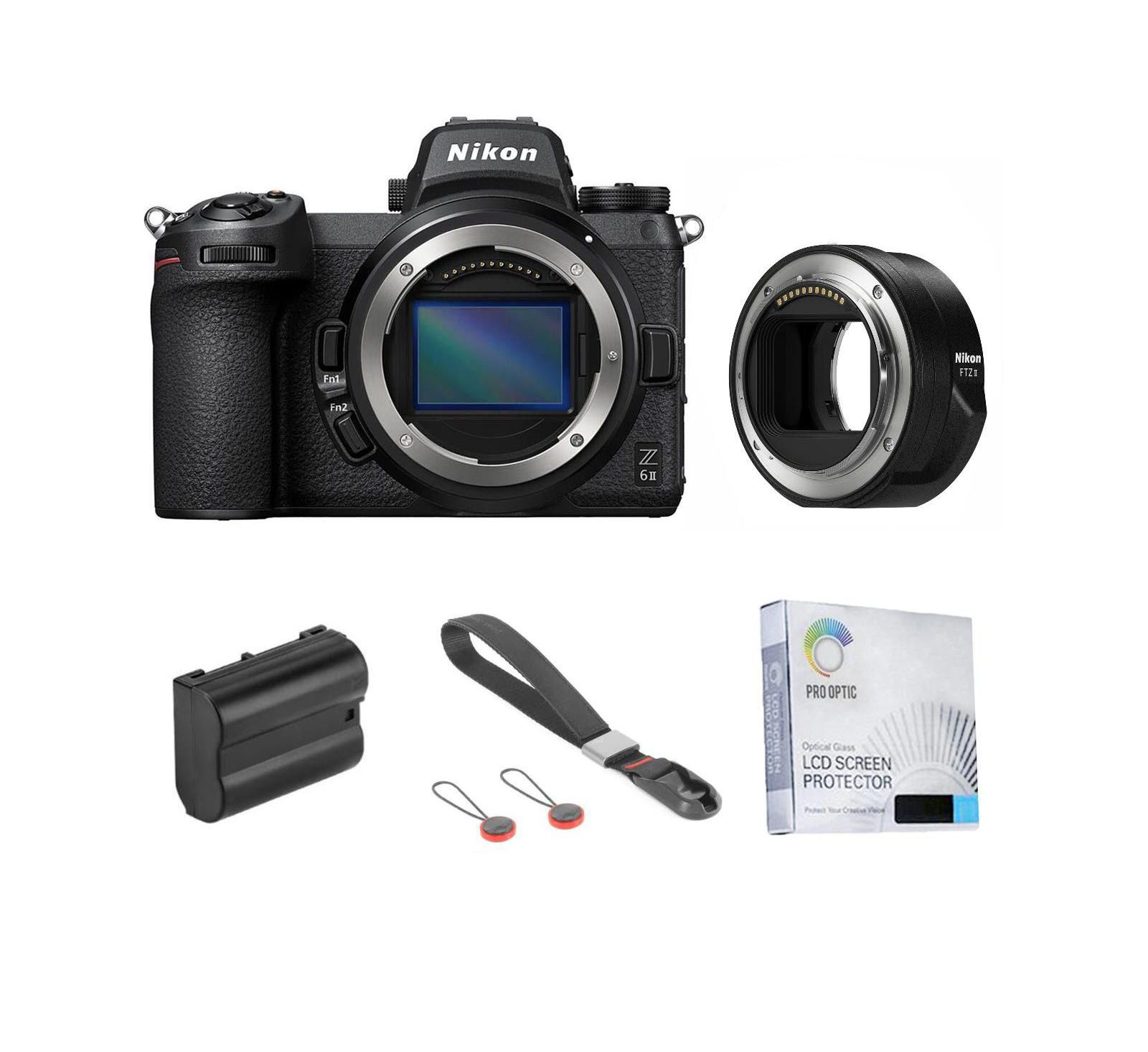 Беззеркальная камера Nikon Z 6II с адаптером крепления FTZ II, комплект с дополнительным аккумулятором, запястным ремнем и защитной пленкой для экрана