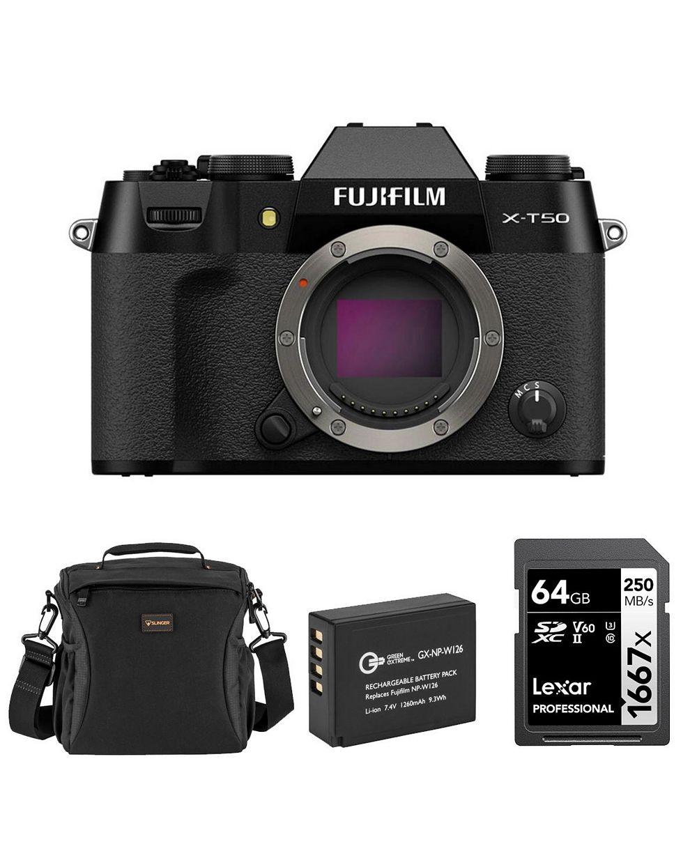 Fujifilm X-T50 Mirrorless Camera, Black, Bundle with Included Value