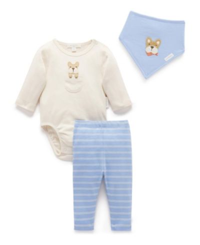 Набор Purebaby для новорожденных: боди, леггинсы и нагрудник (3 предмета)