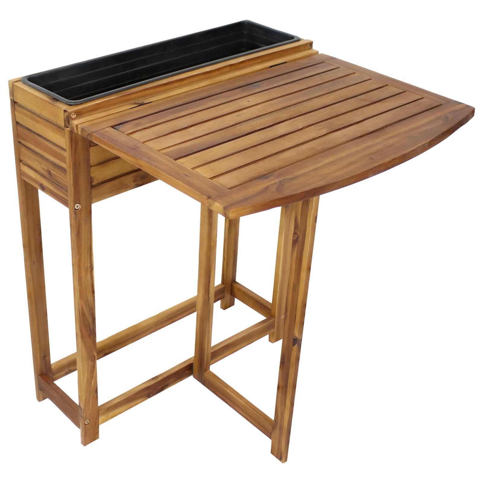 Sunnydaze Decor Acacia Wood Folding Table with Planter Box - 30.5" Height