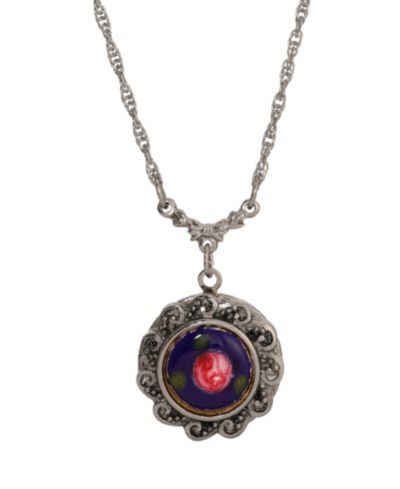 Ожерелье-локет 2028 Floral Enamel Round
