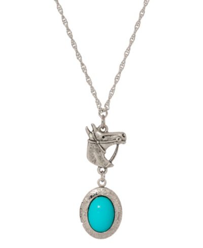 Подвеска-локет 2028 Faux Turquoise Oval Horse