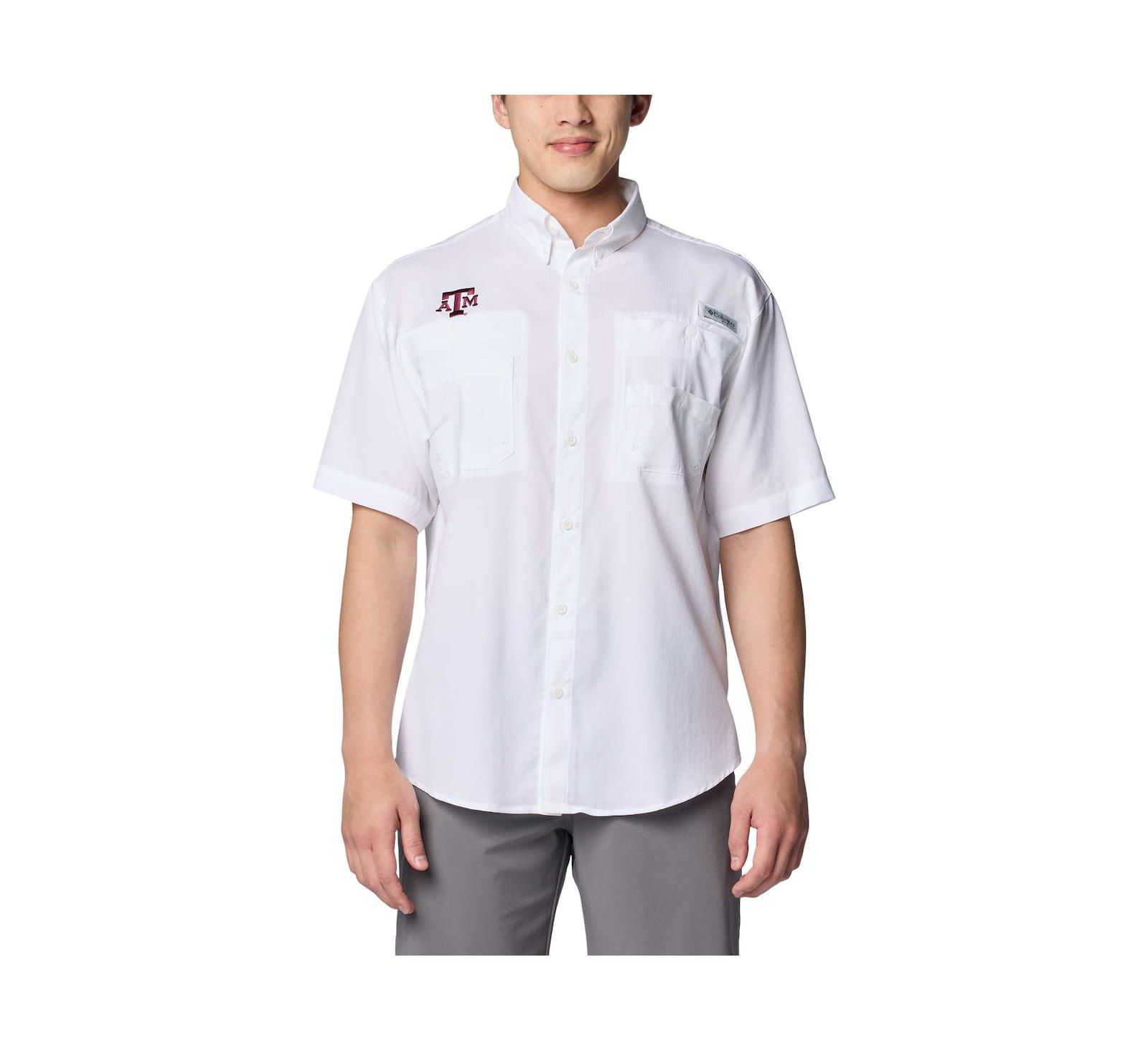 Мужская рубашка Columbia Texas A & M Aggies PFG Tamiami Omni-Shade с коротким рукавом, белая