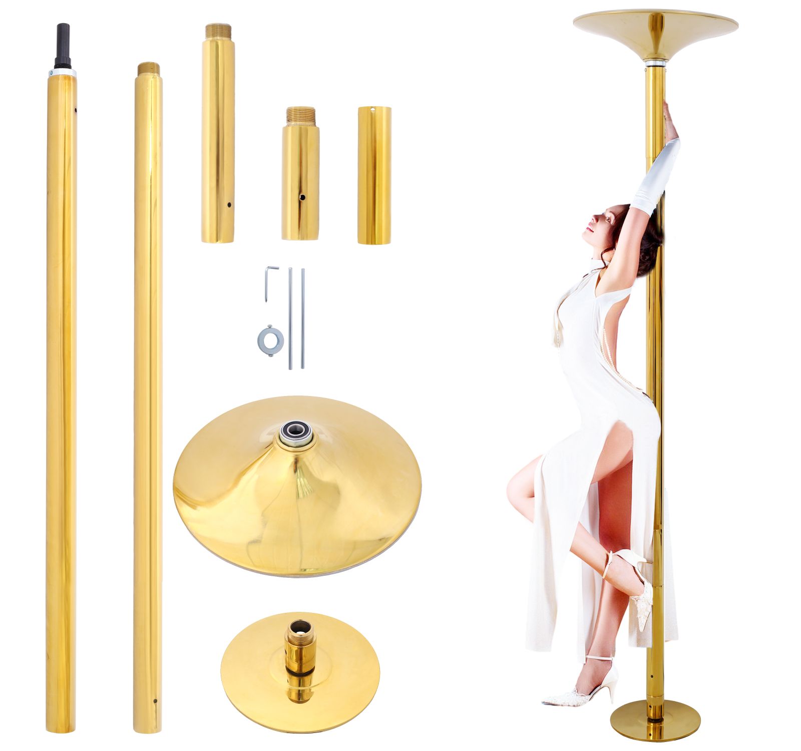 Streamdale Dance Pole for Home and Gym (Gold), Adjustable Height, Portable, Removable, Weight Capacity 440lb