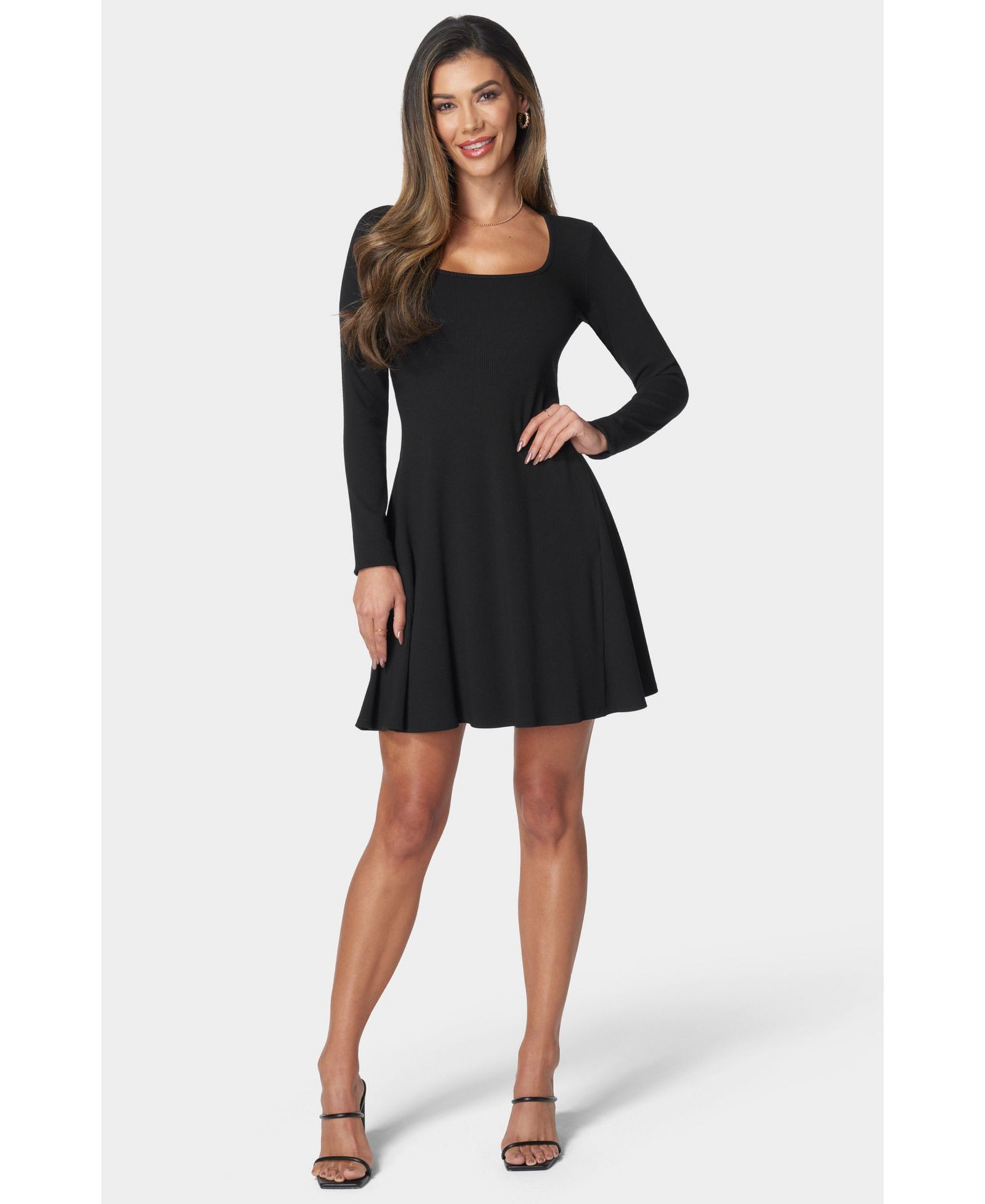 Женское платье Bebe Rib Long Sleeve Godet