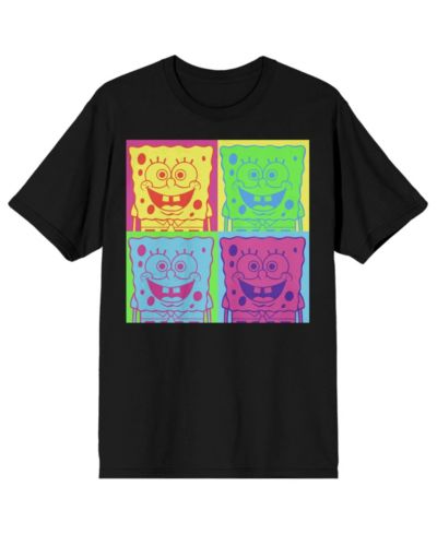 Мужская футболка SpongeBob SquarePants Neon Squares Crew Neck Short Sleeve Black-Large