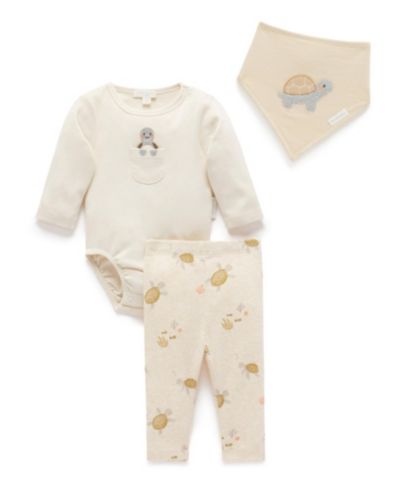 Подарочный набор Purebaby: боди, леггинсы и нагрудник, 3 предмета