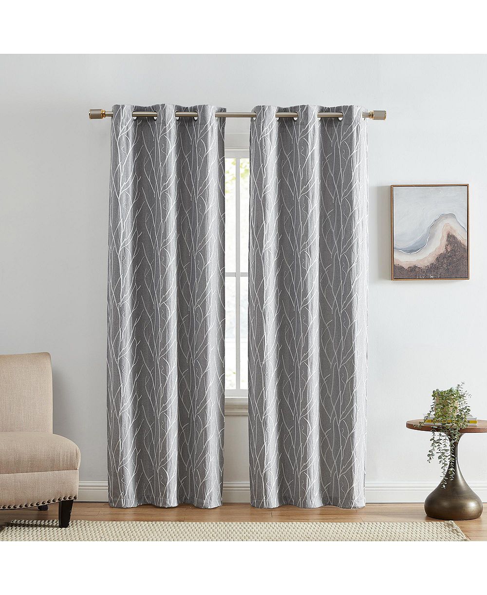 Шторы Elrene Home Fashions Sterling Branch Motif Embroidered Blackout, Set of 2