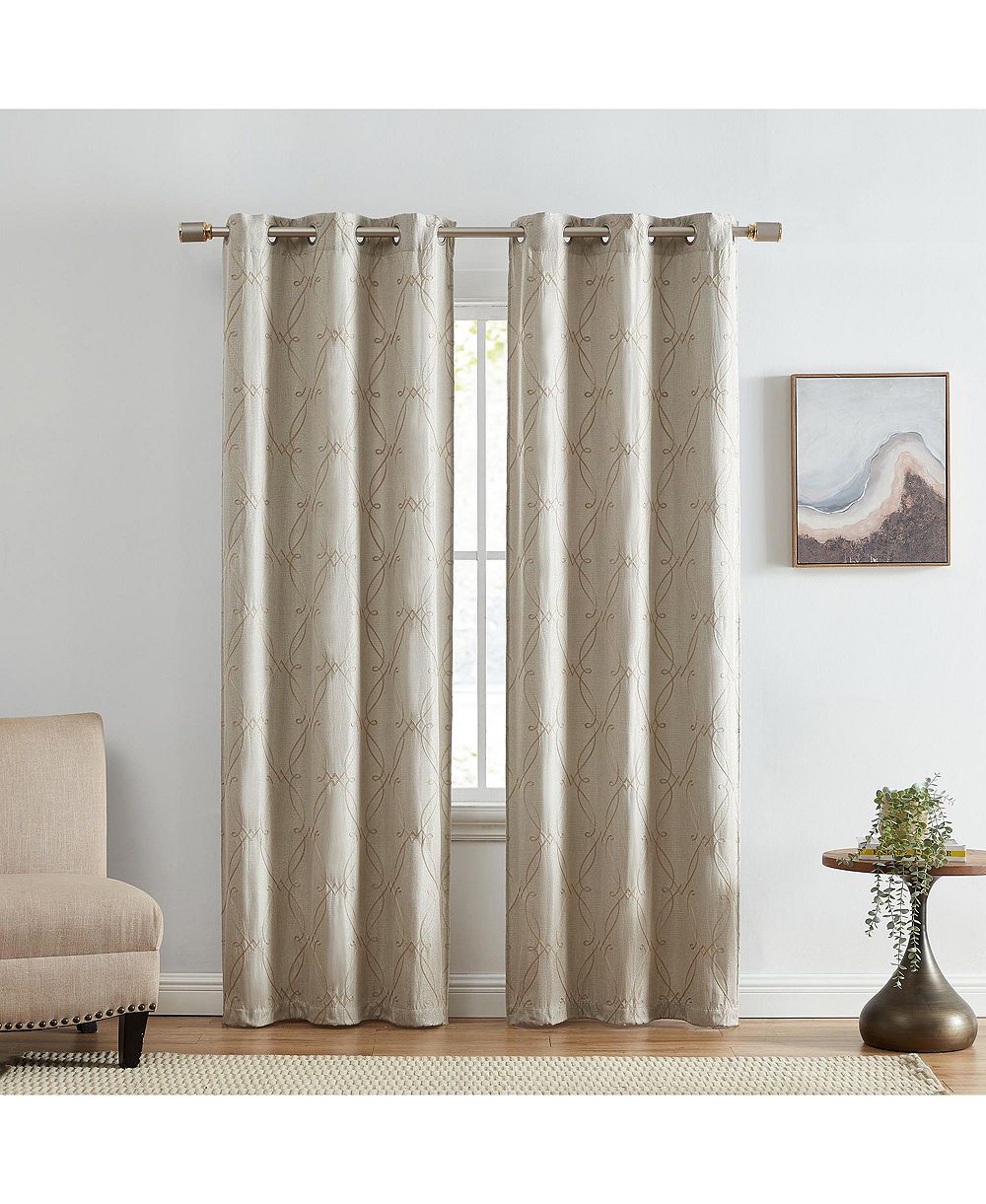 Elrene Home Fashions Шторы для окон Palmetto Lattice Embroidered, комплект из 2 шт