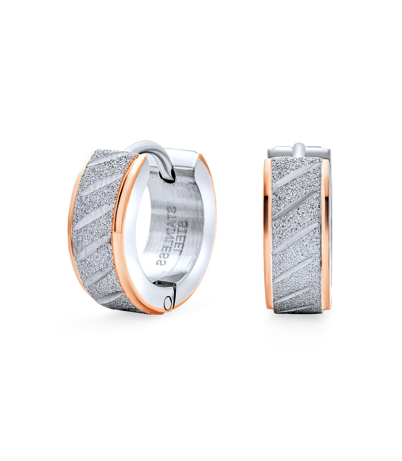 Серьги Bling Jewelry Diagonal Slash 2 Tone Stardust Finish