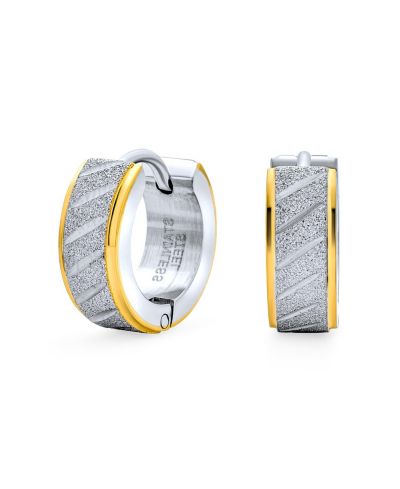 Серьги Bling Jewelry Diagonal Slash 2 Tone Stardust Finish