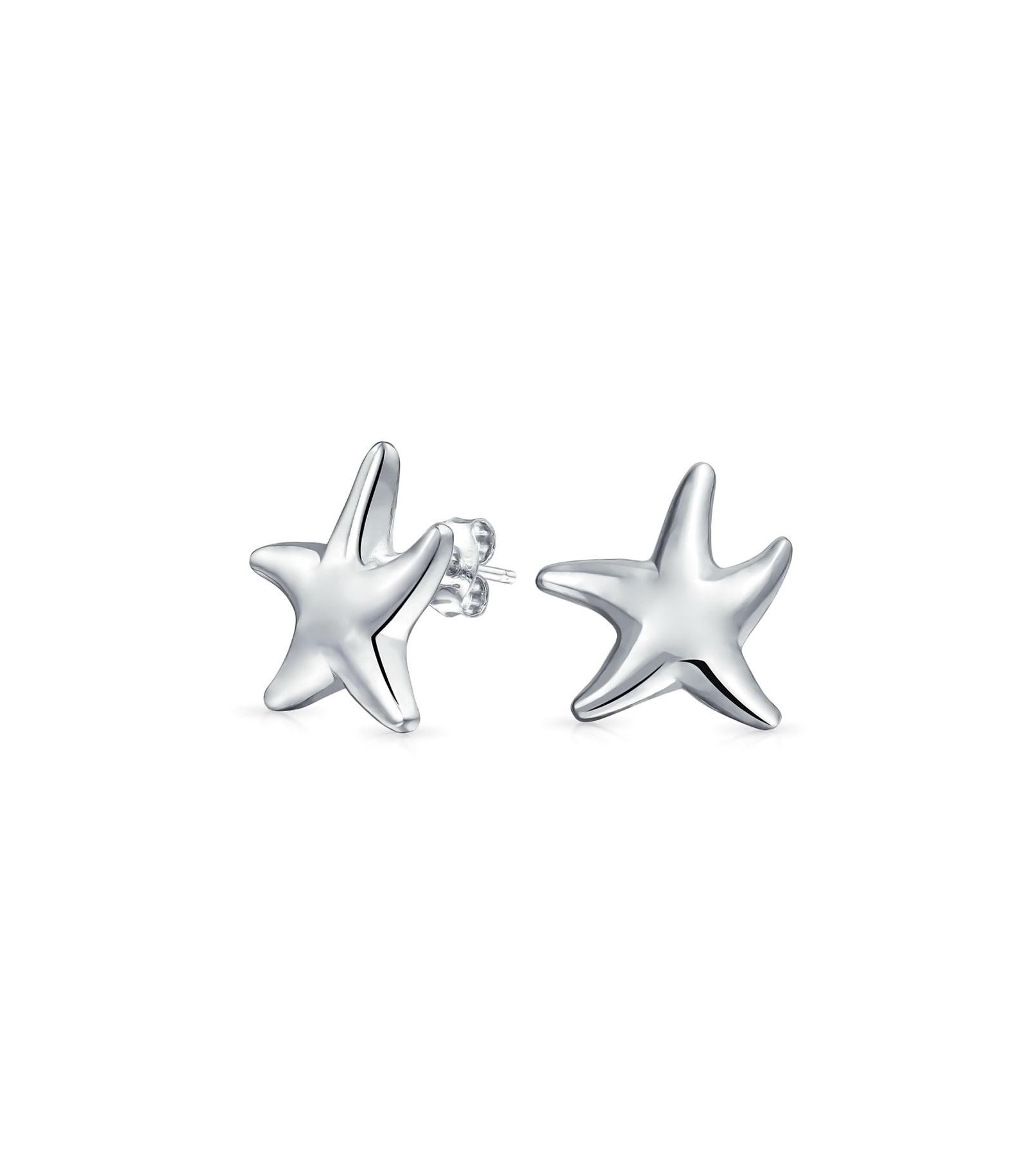 Bling Jewelry Hawaiian Nautical Simple Starfish Stud Earrings .925 Sterling Silver