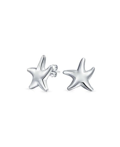 Bling Jewelry Hawaiian Nautical Simple Starfish Stud Earrings .925 Sterling Silver