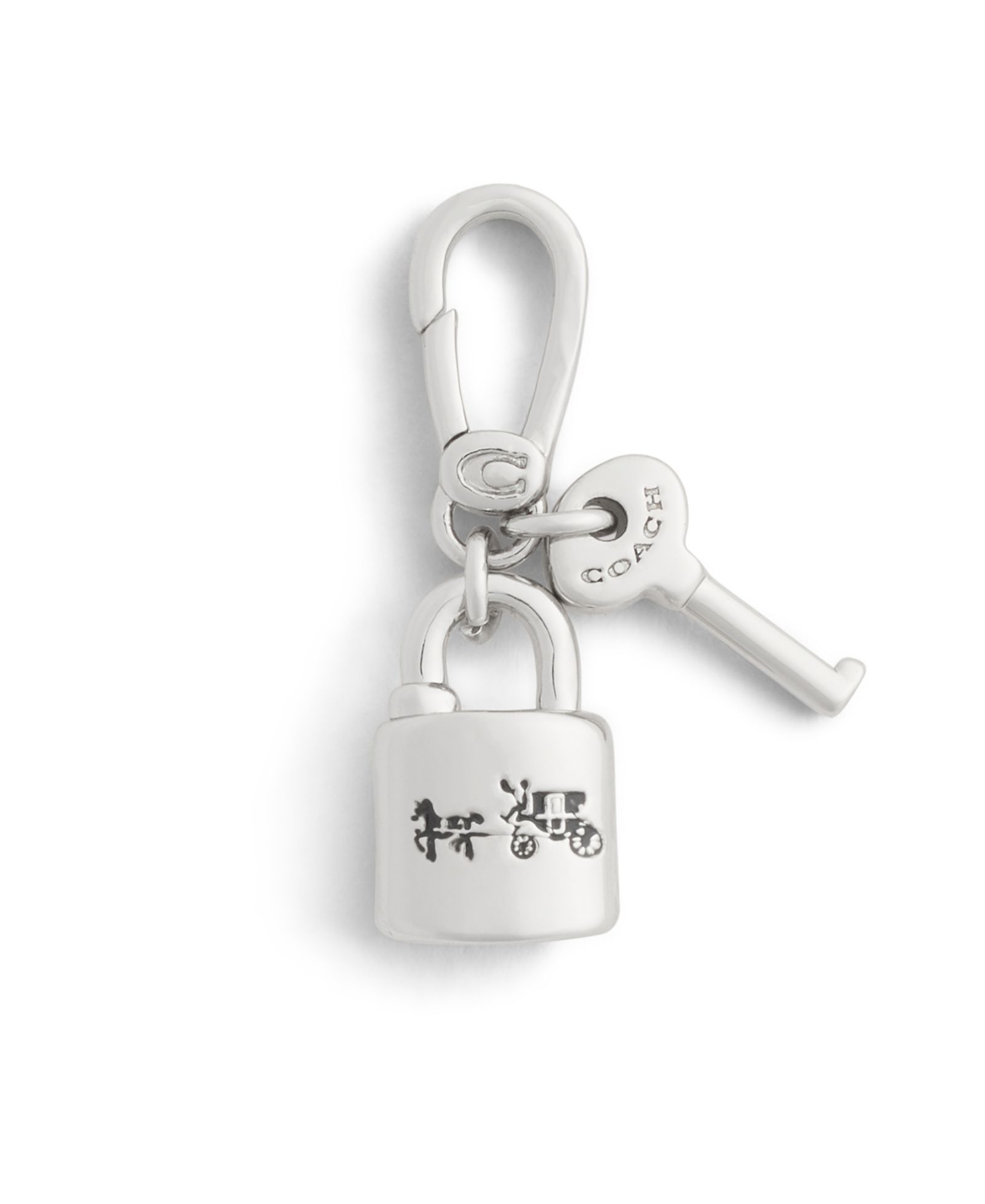 COACH Rhodium Collectible Signature Lock and Key Charms