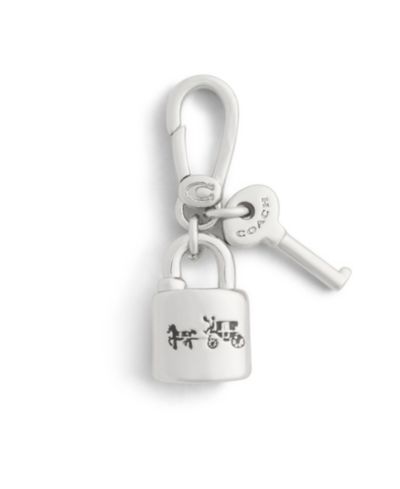 COACH родированный коллекционный кулон с замком и ключом в фирменном стиле
