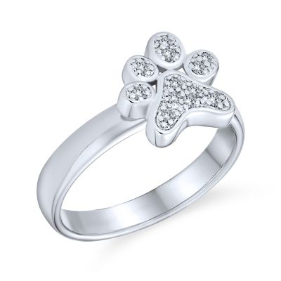 Bling Jewelry Cubic Zirconia Dog Paw Print Statement Ring