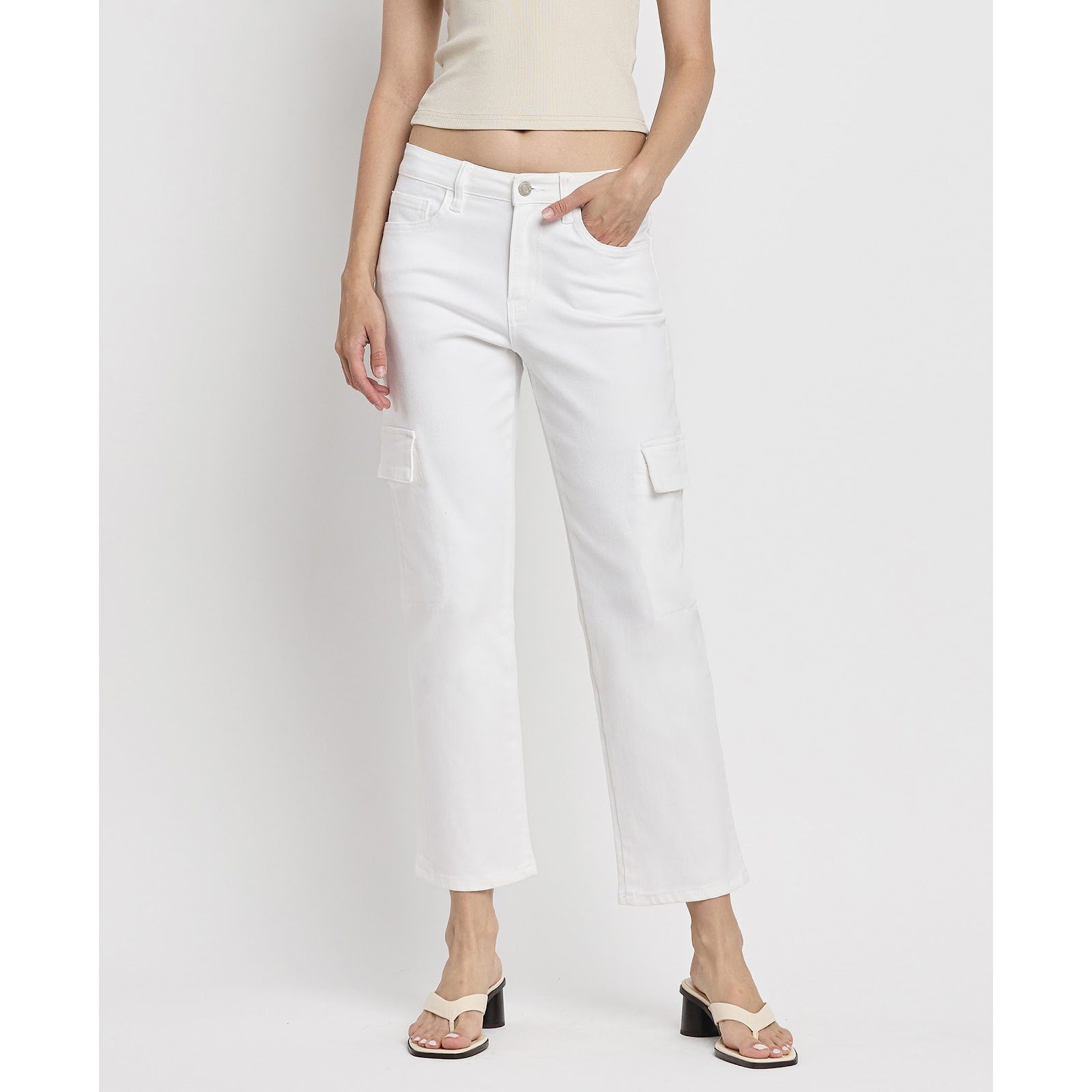 Vervet Women's High Rise Cargo Straight Jeans