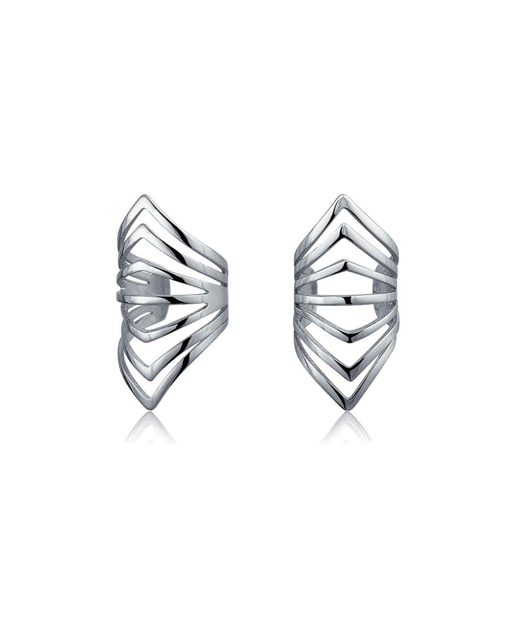 Bling Jewelry Chevron Silver Ear Cuff Cartilage Clip Helix .925 Sterling Silver