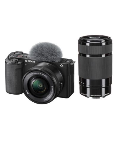 Sony ZV-E10 Mirrorless Camera with 16-50mm  55-210mm Lens, Black